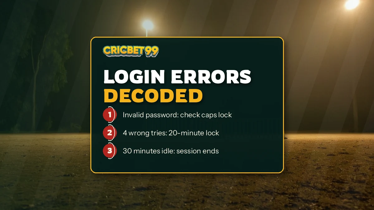 Fan signing in to CricBet99 on a phone during a live cricket evening