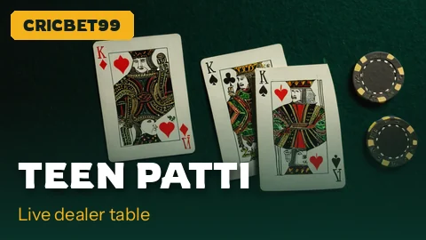Teen Patti table dealt by a live dealer for CricBet99 players
